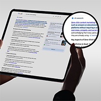 Afbeelding van een Ipad die inzoomt op AI Overview