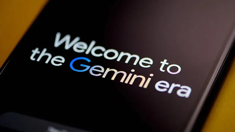Een telefoon waarop staat Welcome to the Gemini era