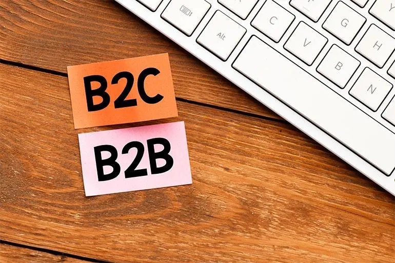 een post it met B2C en B2B erop 