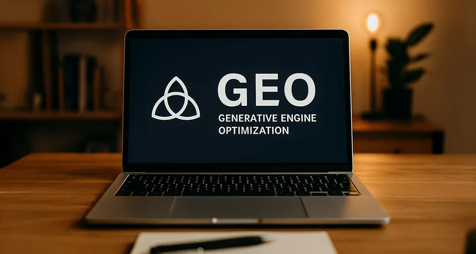 Een foto van een laptop met de tekst GEO erop, wat slaat op een dienst die Emogy aanbiedt